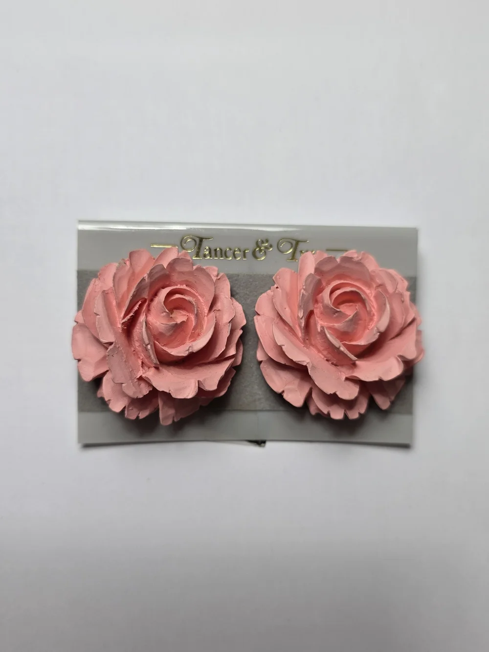 Vintage Pink Floral Stud Earrings